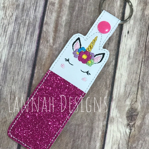 Instant Download  In-the-hoop UNICORN LIP BALM Holder  embroidery design