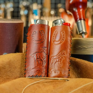Leather Lighter Case, Leather Lighter Sleeve, Lighter Case, Lighter Cover made to fit standard Bic lighters - The Wrangler