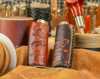 Hand-Tooled Leather Lighter Case – Hawk & Trout Bic Lighter Sleeve