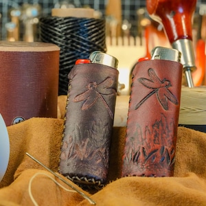 Leather Lighter Case, Leather Lighter Sleeve, Lighter Case, Lighter Cover made to fit standard Bic lighters -The Drift