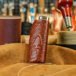 Leather Lighter Case, Leather Lighter Sleeve, Lighter Case, Lighter Cover made to fit standard Bic lighters - The Pathfinder
