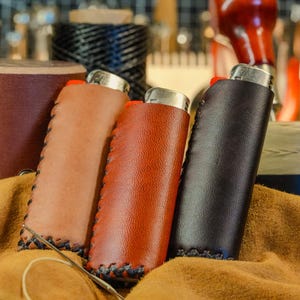 Leather Lighter Case, Leather Lighter Sleeve, Lighter Case, Lighter Cover made to fit standard Bic lighters -The Classic
