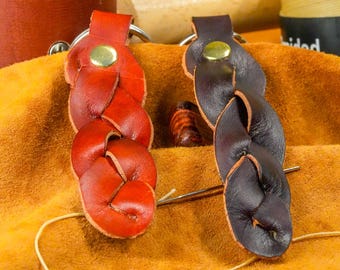 Hand-Braided Full-Grain Leather Infinity Keychain - Made in USA