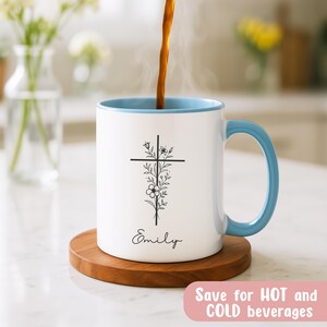 Personalized Christian Coffee Mug, Powered By Jesus And Coffee, Religious Gift For Women, Custom Bible Verse Cup, Faith Gift For Her imagen 6