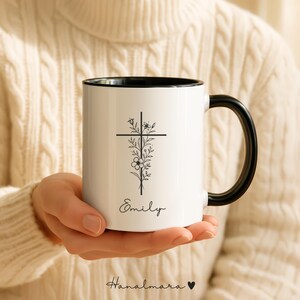 Personalized Christian Coffee Mug, Powered By Jesus And Coffee, Religious Gift For Women, Custom Bible Verse Cup, Faith Gift For Her imagen 2