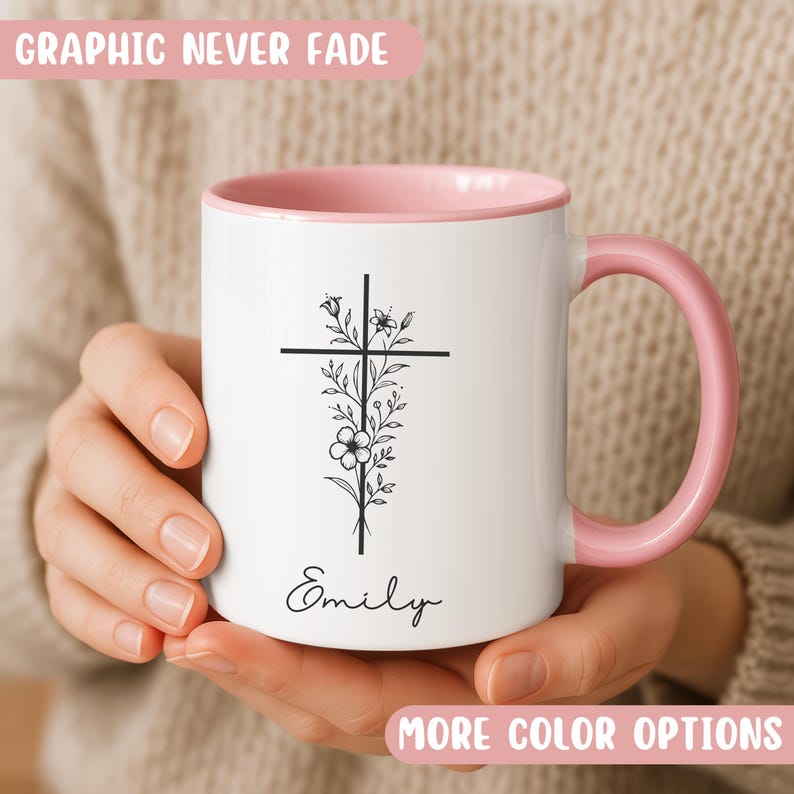 Personalized Christian Coffee Mug, Powered By Jesus And Coffee, Religious Gift For Women, Custom Bible Verse Cup, Faith Gift For Her imagen 3