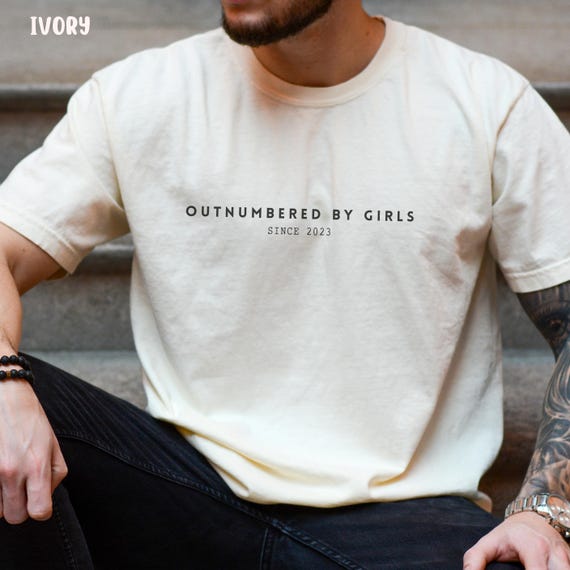 Outnumbered by Girls Shirt Dad of Girls Tee Minimalist Dad Shirt Comfort Colors Fathers Day Gift New Dad Gift Idea Trendy Dad Tee