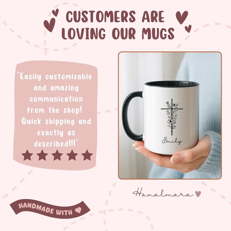 Personalized Christian Coffee Mug, Powered By Jesus And Coffee, Religious Gift For Women, Custom Bible Verse Cup, Faith Gift For Her imagen 7