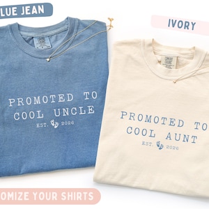 Matching Aunt and Uncle Shirts, Comfort Colors Aunt Uncle Set, Promoted to Aunt and Uncle Gift, Pregnancy Announcement Tees