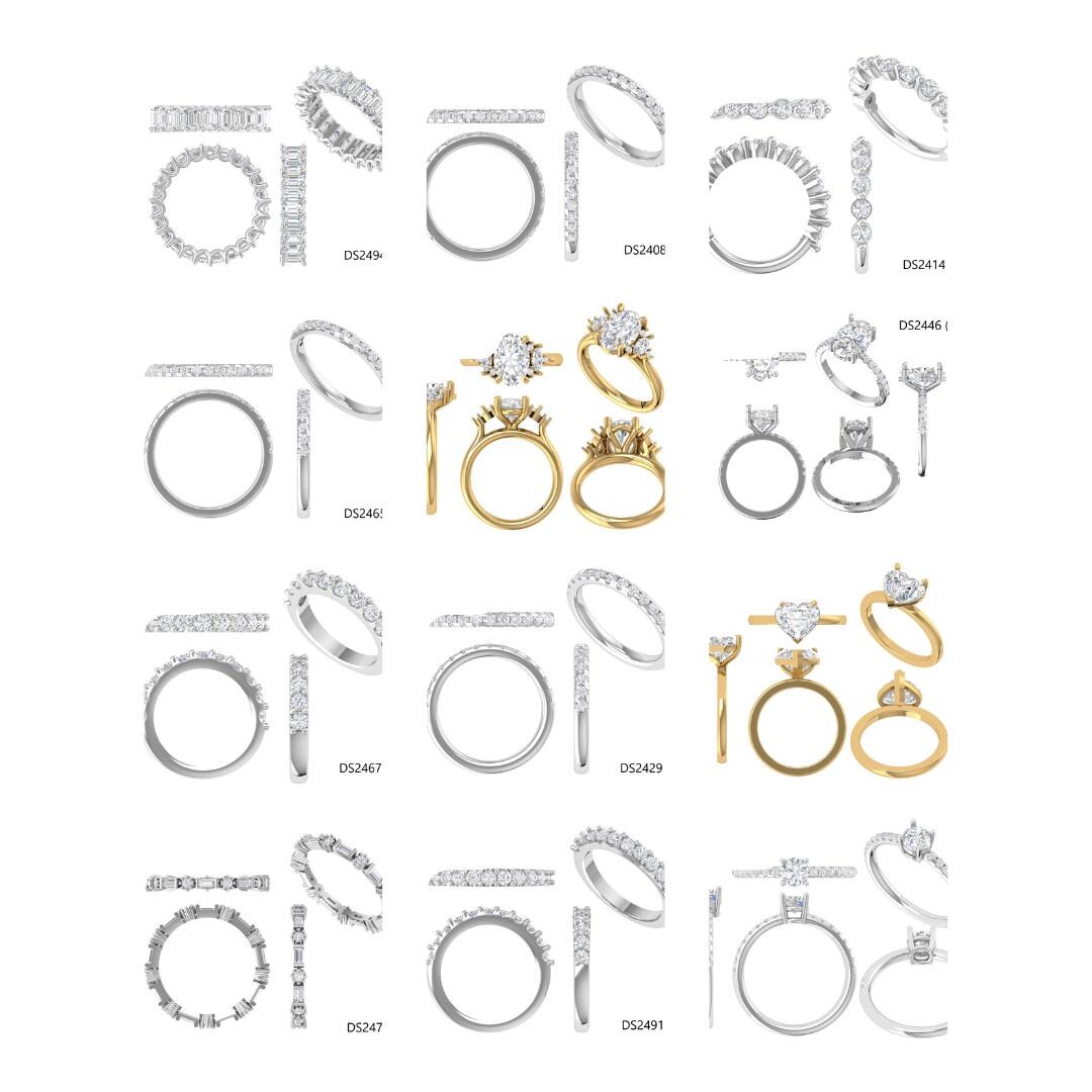 12 Rings Ring CAD Design Set | Fine Jewelry Rings | Manufacturing Ready ...