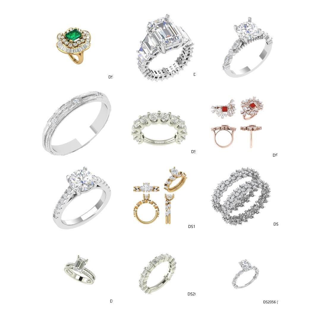 Regular Ring Models 12 Rings Ring CAD Design Bundle | Luxury Jewelry Ring Models | Digital ...