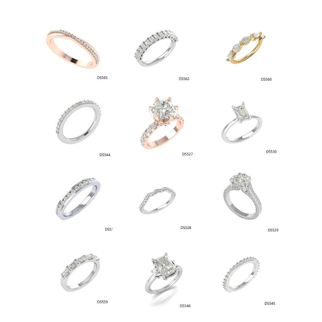 12 Rings Ring CAD Design Set | Fine Jewelry Ring Collection ...