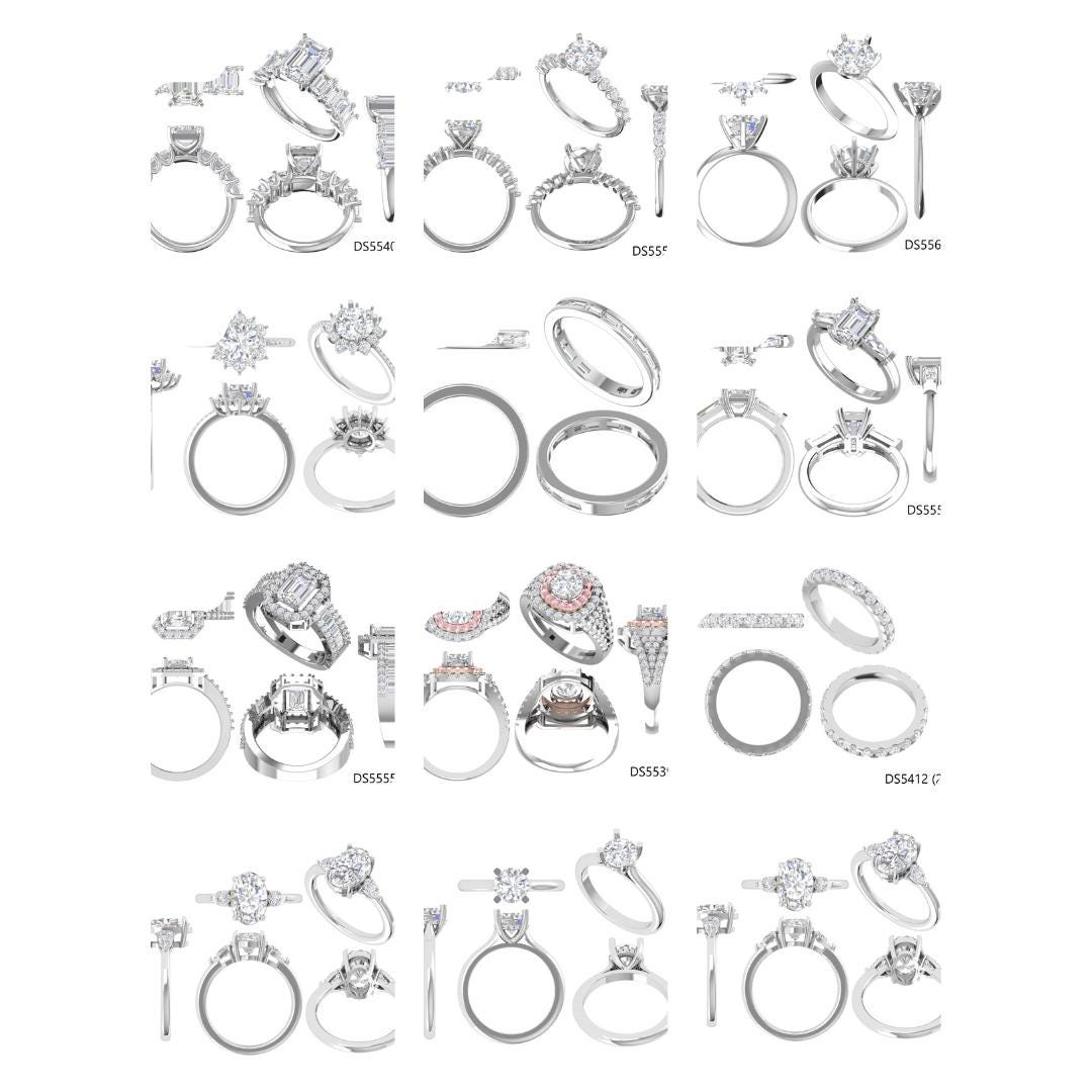 Regular Ring Models 12 Rings Ring CAD Jewelry Combo | Luxury Jewelry Ring Models | Digital ...