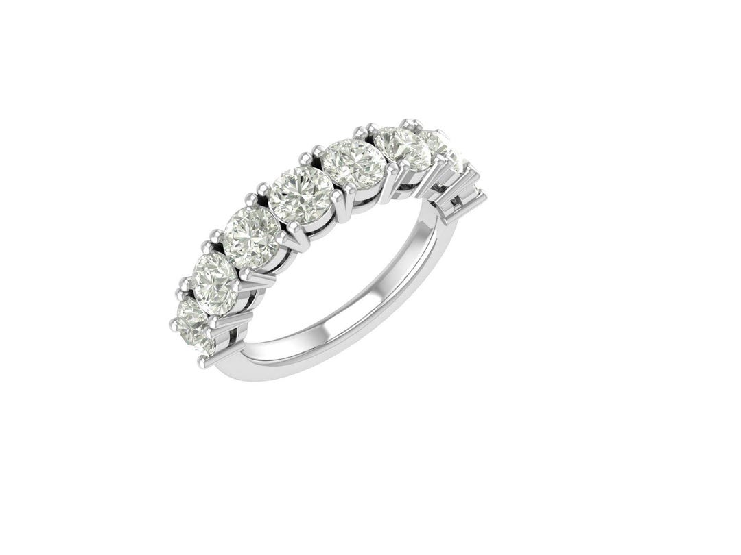Diamond Half Eternity Band CAD Design | Round Diamond Wedding Band CAD ...