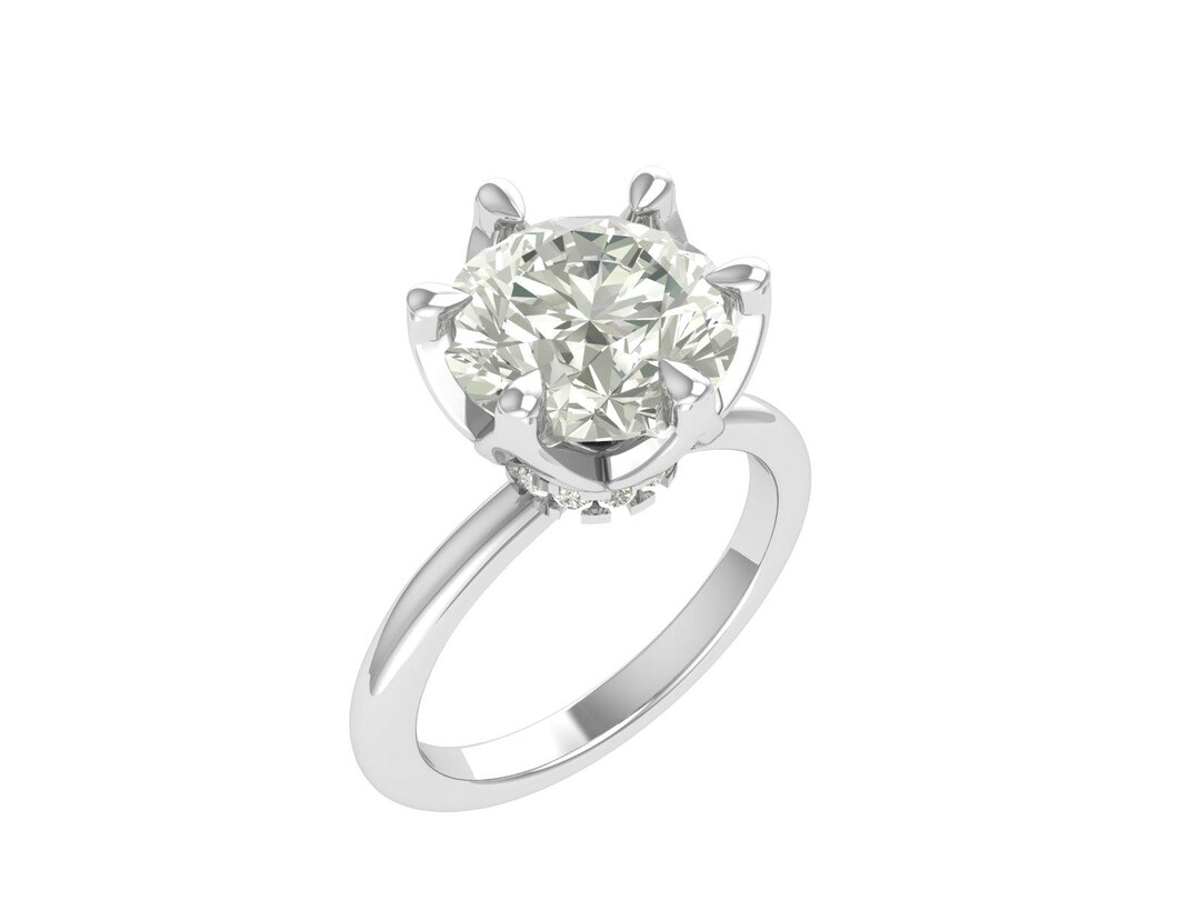 White Gold Solitaire Engagement Ring | Digital 3D Model | STL & 3DM ...