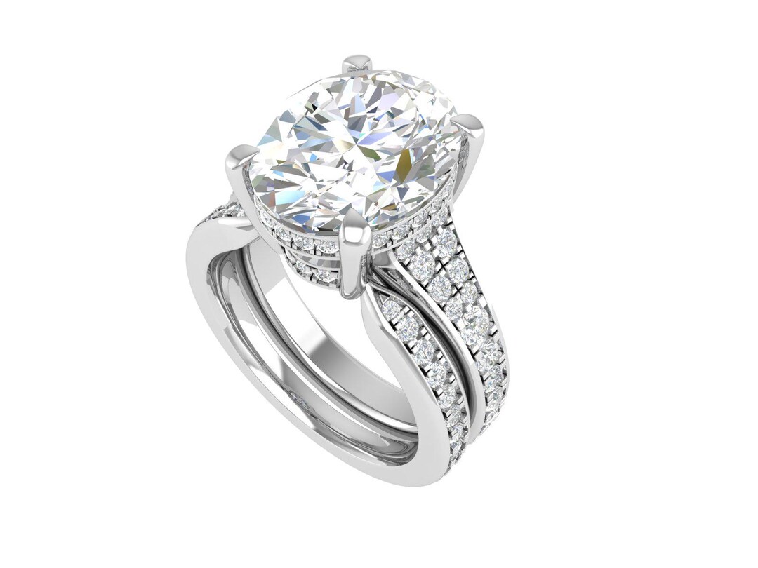Round Cut Solitaire Engagement Ring CAD | Split Shank Diamond Ring ...