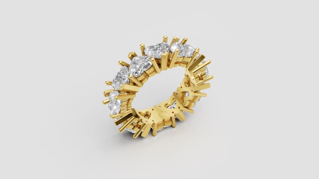 Full Eternity Diamond Ring CAD | Round Cut Shared Prong Eternity Band ...