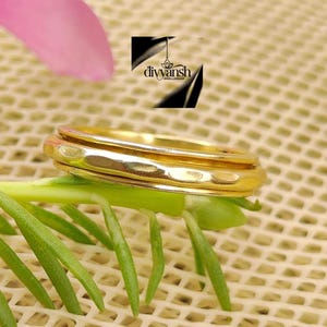 Handmade Gold-Plated Sterling Silver Spinner Ring: Anxiety Meditation Jewelry