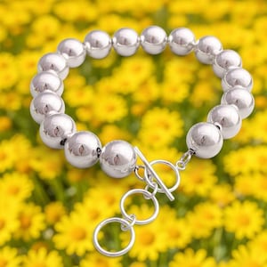 Sterling Silber Perlen Armband | Knebelverschluss, gestapelt