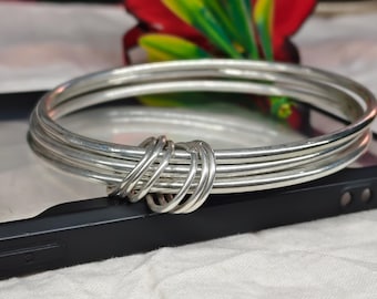 Handgemaakte sterlingzilveren armbandenset | Minimalistische stapelbare armbanden van 925