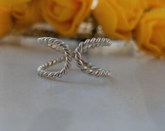 Sterling Silver Twisted Rope Toe Rings, Minimalist Foot Jewelry