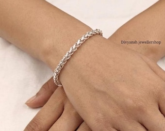 925 Sterling Silver Chain Bracelet for Men Women | Handmade Silver Bracelet | Heavy Link Bracelet | Gift Jewelry