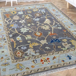 Elegant Oushak Hand Knotted Area Rug | New Zealand Wool Rug | Turkish Oushak Hand Made Rug For Living Room 8x10,9x12,12x15 Contemporary Rug
