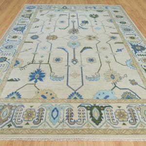 Lvory Hand Knotted Large Area Rug | New Zealand Wool Rug 9x12 | Turkish Oushak Hand Made Rug For Living Room Bedroom Dinning Room 8x10 12x15