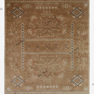 Theda Brown Hand Knotted Large Area Rug | New Zealand Wool Rug | Turkish Oushak Hand Made — 8x10, 9x12, 12x15 | Turkish Contemporary rug