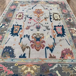 Exquisite Style Hand Knotted Oushak Large Area Rug | New Zealand Wool Rug 8x10,9x12,12x15,12x18| Turkish Oushak Hand Made — Contemporary rug