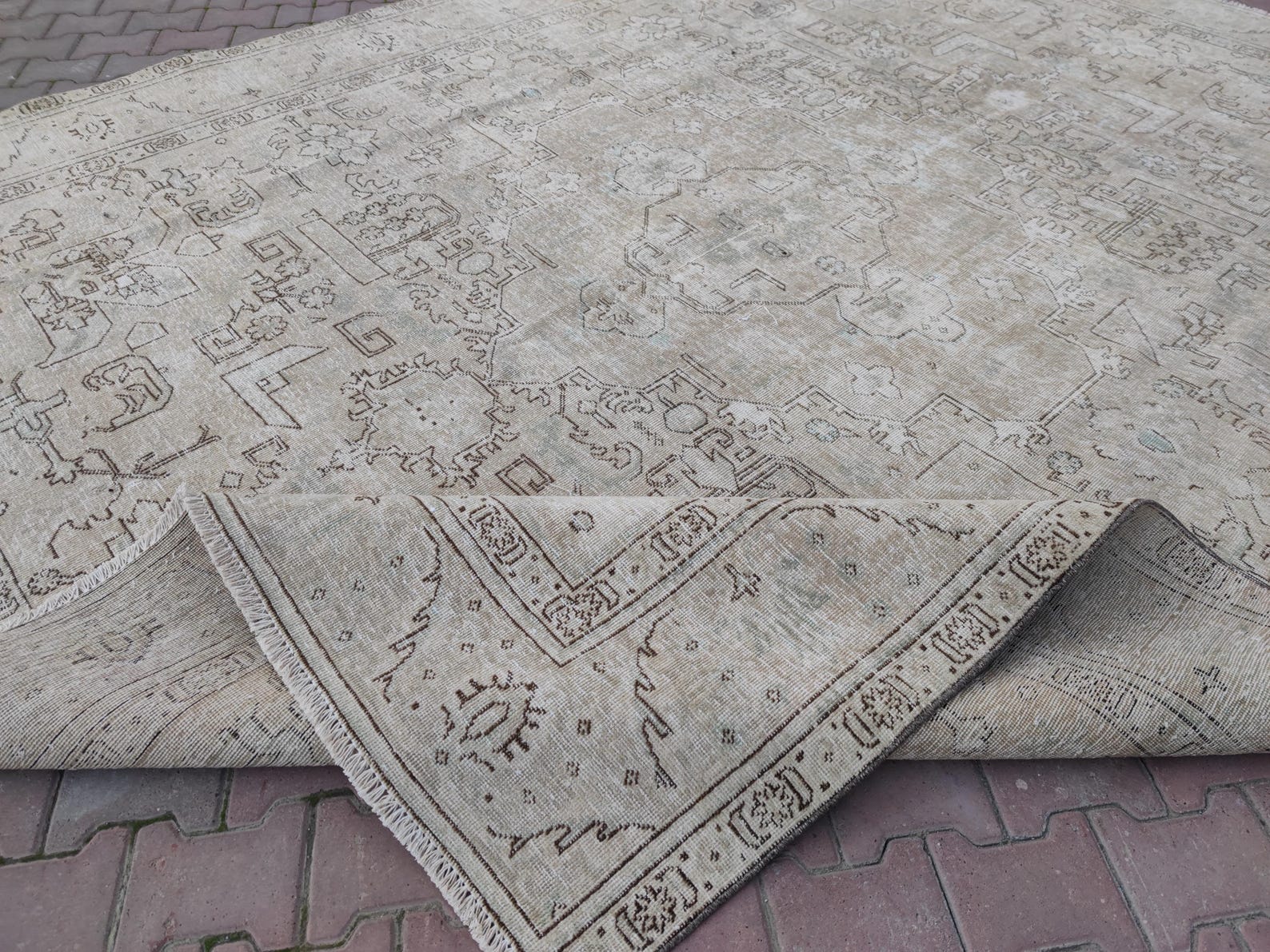 Neutral Large Area Rug 10x12: Oushak Wool Living Room Rug - Etsy
