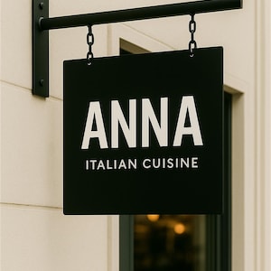 Custom Metal Blade Sign – Double Sided Hanging Business Sign for Storefront, Outdoor Cafe, Bakery, or Shop Advertising Display