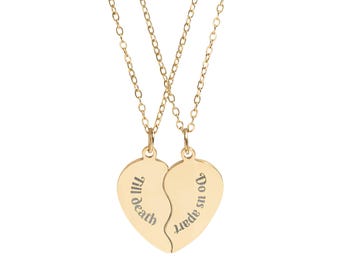 Set met gegraveerde Break Apart Heart-ketting, hangende ketting