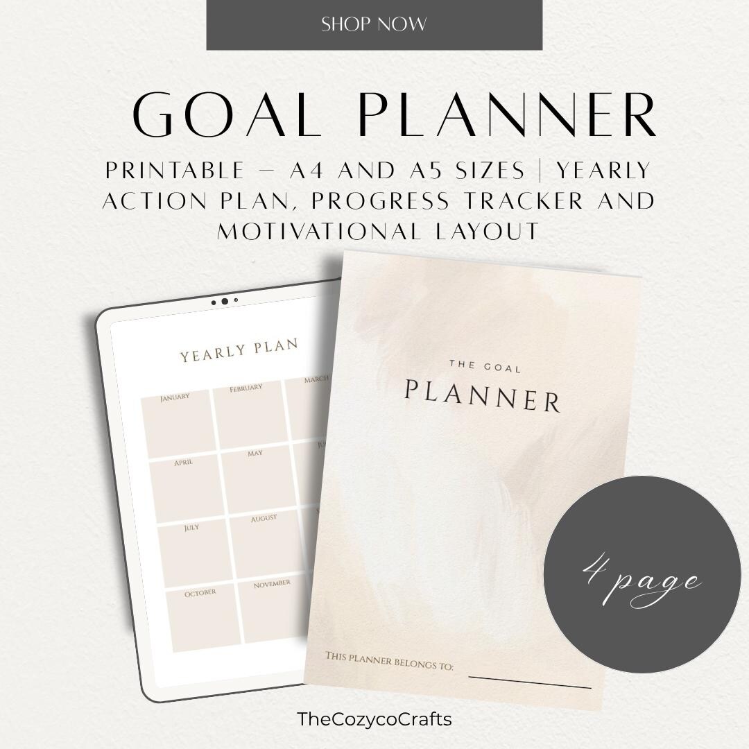 Motivation Planner Layout Goal Planner – Minimalist Printable PDF in A4 & A5 | Yearly Action Plan ...