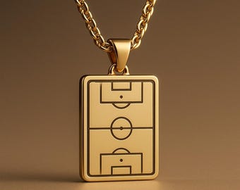 Collier minimaliste terrain de football - Pendentif doré en acier inoxydable pour les amateurs de football