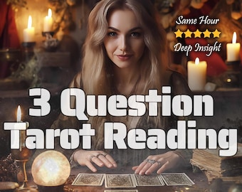 3 Fragen Tarot-Lesung - GLEICHE STUNDE Intuitive psychische Einsicht, schnelle Liebe & Leben Antworten, keine Werkzeuge Channeling