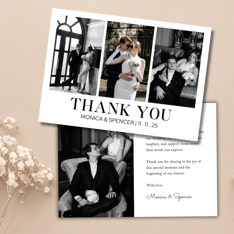 Editable Wedding Thank You Card Template | Canva Photo Card (5x7 ...