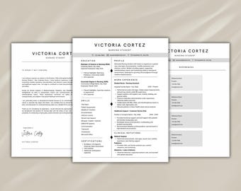 Nursing Resume Template | RN Resume Template | New Grad Nurse Resume | Nursing Student Resume | ATS Canva CV Cover Letter