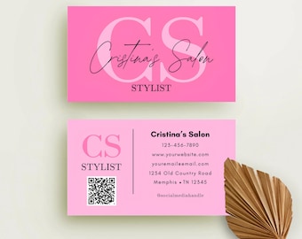 Editable Business Card Template, Canva Business Card, Small Business Card Template, Pink Business Card, Printable Business Card