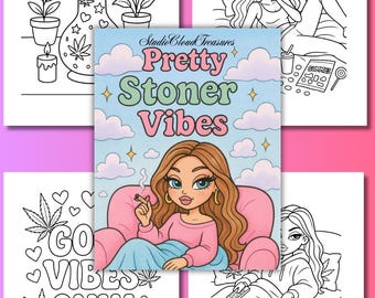 Kiffer Malbuch für Erwachsene | Niedliche Girly Cozy Malvorlagen | Pothead Ästhetisches Entspannendes Malbuch | 45 Seiten Sofortdownload