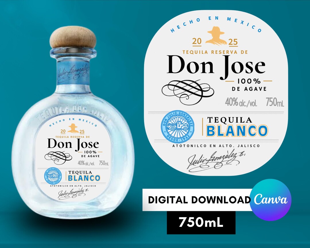 Editable Don Julio Blanco Tequila Label Template 750ml Tequila Bottle