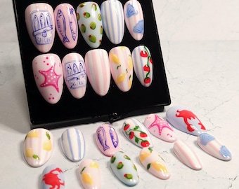 Uñas postizas de verano mediterráneas