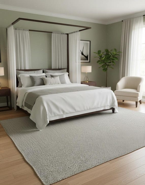 Handwoven Gray & Natural Flatweave Rug – Modern Minimalist Textured Area Rug, Scandinavian Neutral Woven Carpet, Eco Friendly Home Decor