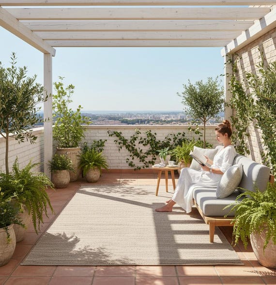 Handmade Jute and Cotton Rug, Natural Fiber Area Rug