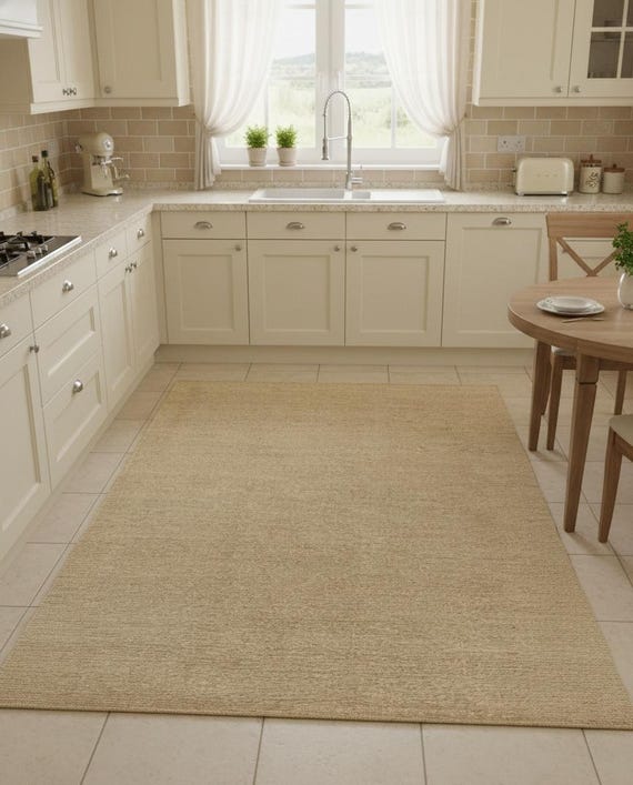 Hand Woven Braided Jute Rug, Natural Cream