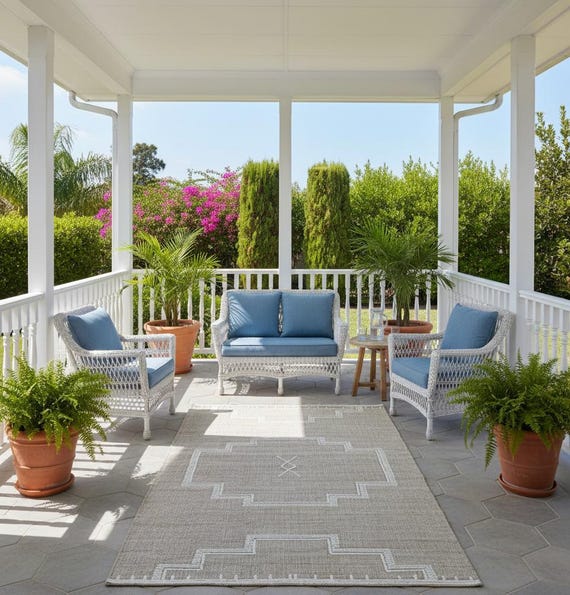 Handwoven Jute Rug: Modern Wool Accents