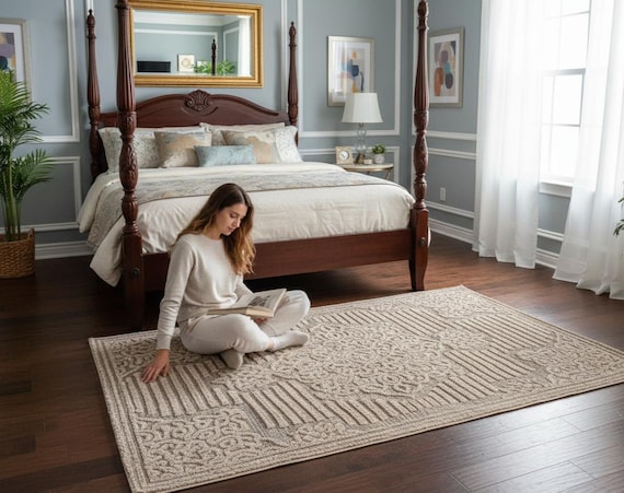 Hand Tufted Rug: Modern High Low Loop Design