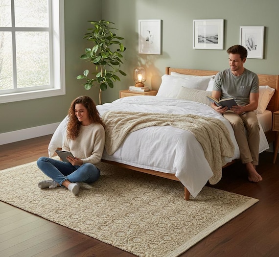 Handwoven Natural Jute Rug | gold & Ivory Textured Flatweave Rug | Minimalist Boho Eco Friendly Area Rug