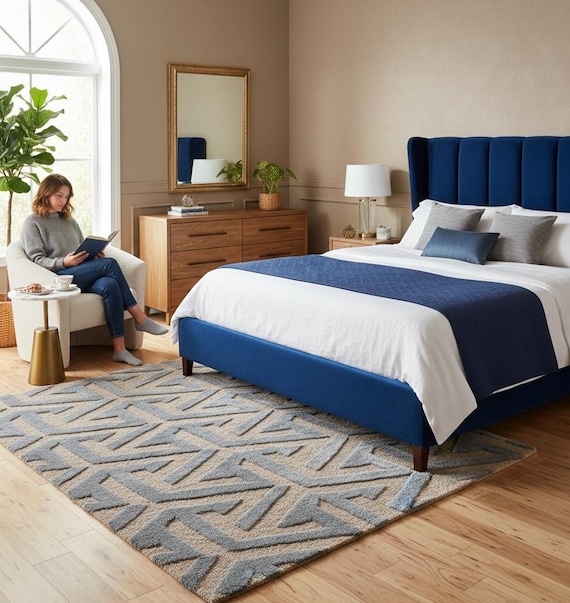 Hand Tufted newzealand wool with silk rug hallway