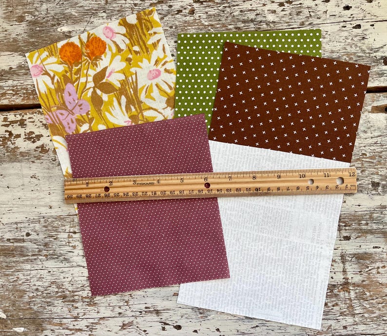 Holly Hobby Textile Scrap Pack: Vintage Fabric for Junk Journals, Slow Stitch, Mixed Media immagine 4